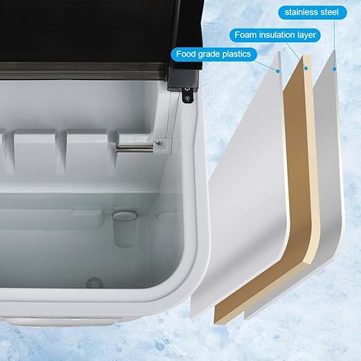 Hsuflws Countertop Ice Maker and Freezer, Portable | 26.5LBS/24H | Self-Cleaning