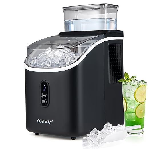 Costway Countertop Ice Cube Maker with External Water Tank, 16Pcs Ready in 6 Mins