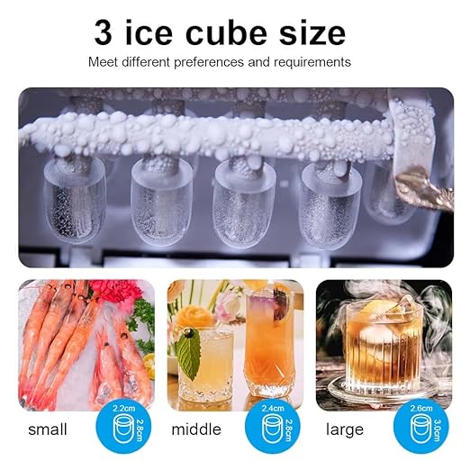 Hsuflws Countertop Ice Maker and Freezer, Portable | 26.5LBS/24H | Self-Cleaning