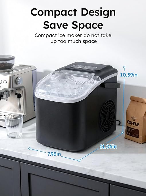 Mojgar Countertop Ice Maker, 26lbs/24H Portable Ice Maker with Handle