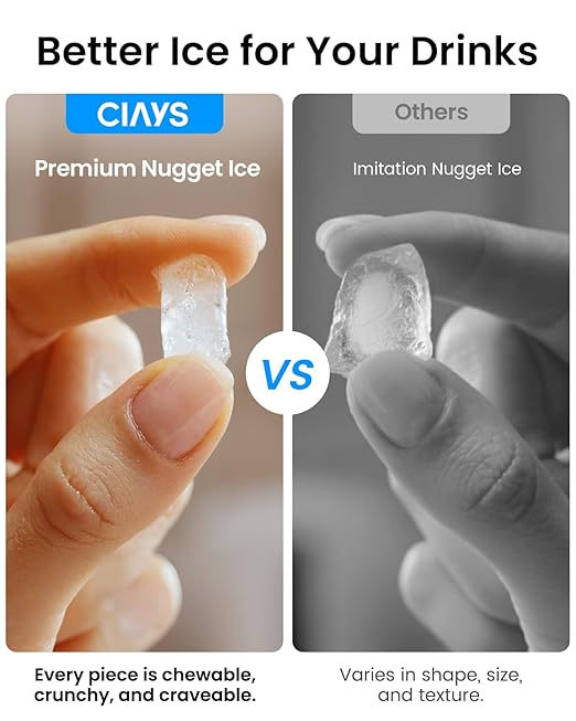 Ciays Nugget Ice Maker Countertop with 3L Detachable Water Tank and Timer Function