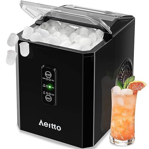 Aeitto Ice Makers Countertop, 9 Ice Cubes Release in 6 Mins