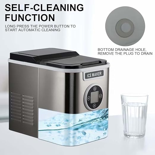 Hsuflws Countertop Ice Maker and Freezer, Portable | 26.5LBS/24H | Self-Cleaning
