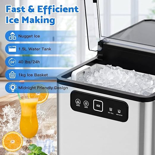 Momokova Nugget Ice Maker Countertop, Ready in 5 Mins