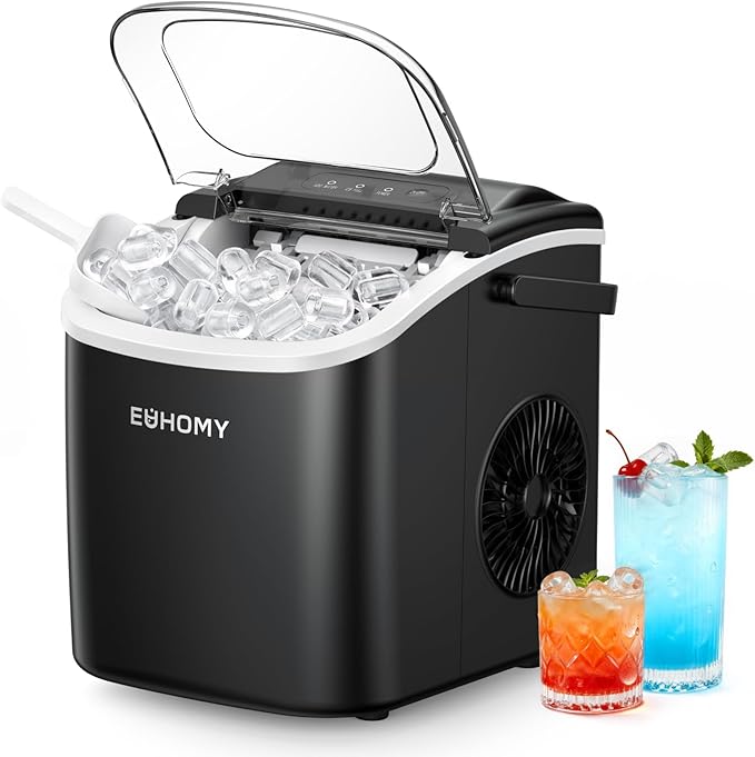Euhomy Countertop Ice Maker Machine with Handle, 26lbs in 24Hrs