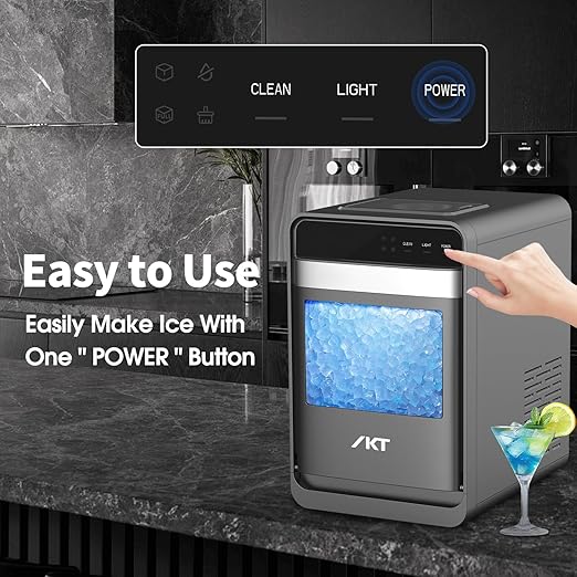 IKT Self Cleaning Countertop Nugget Ice Maker Machine with Ice Scoop 33lbs Daily...