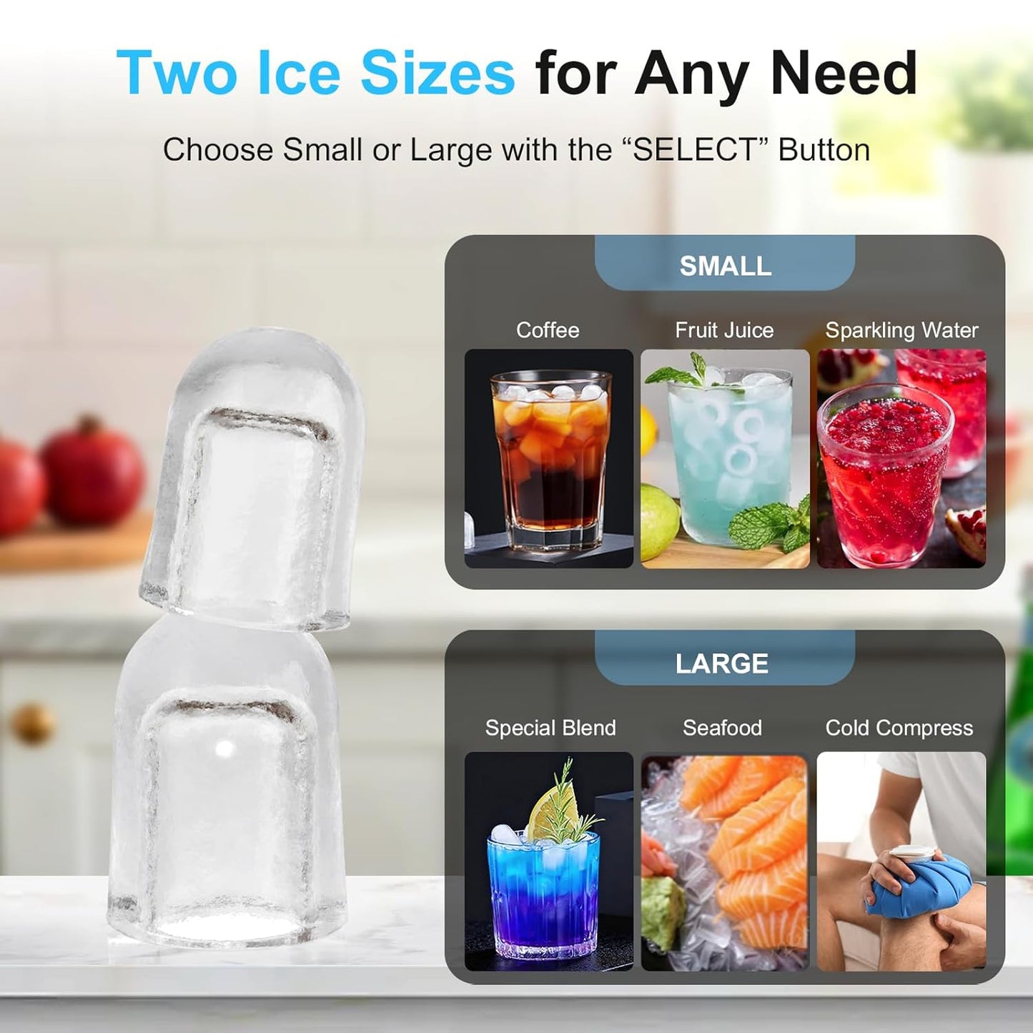 Kismile Ice Maker Countertop, Fast 8 Cubes in 6 Mins