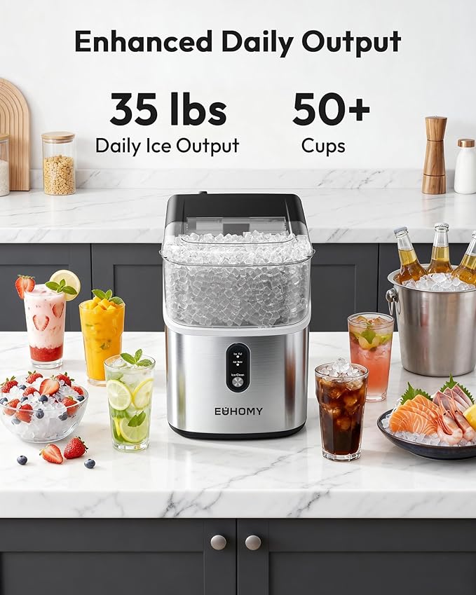 Euhomy Nugget Ice Maker Countertop, Ready in 7 Mins