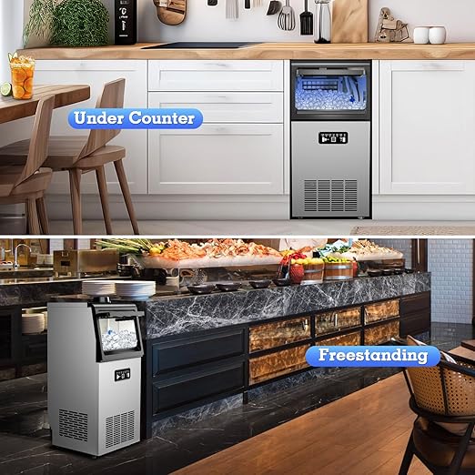 Bibrsa Commercial Ice Maker 100LBS/24H, 40 Cubes