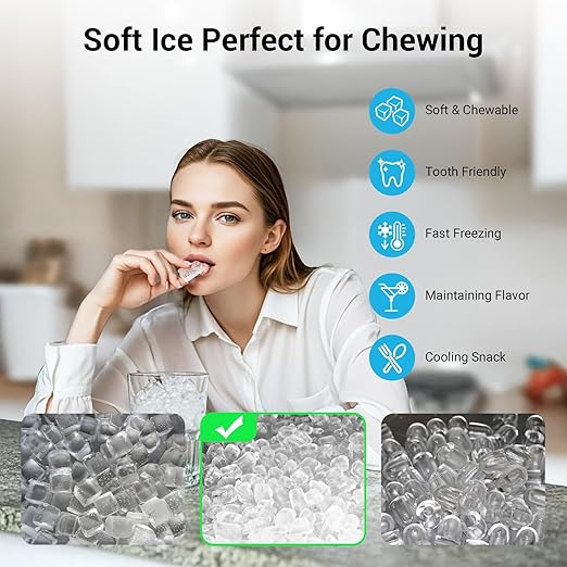 Fadhole Countertop Nugget Ice Maker with Water Tank, 40 lbs/24H