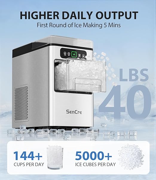 SenCre Nugget Ice Maker 40lbs/Day