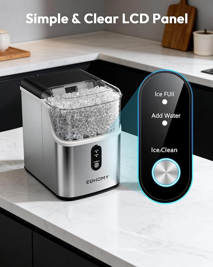 Euhomy Nugget Ice Maker Countertop, Ready in 7 Mins