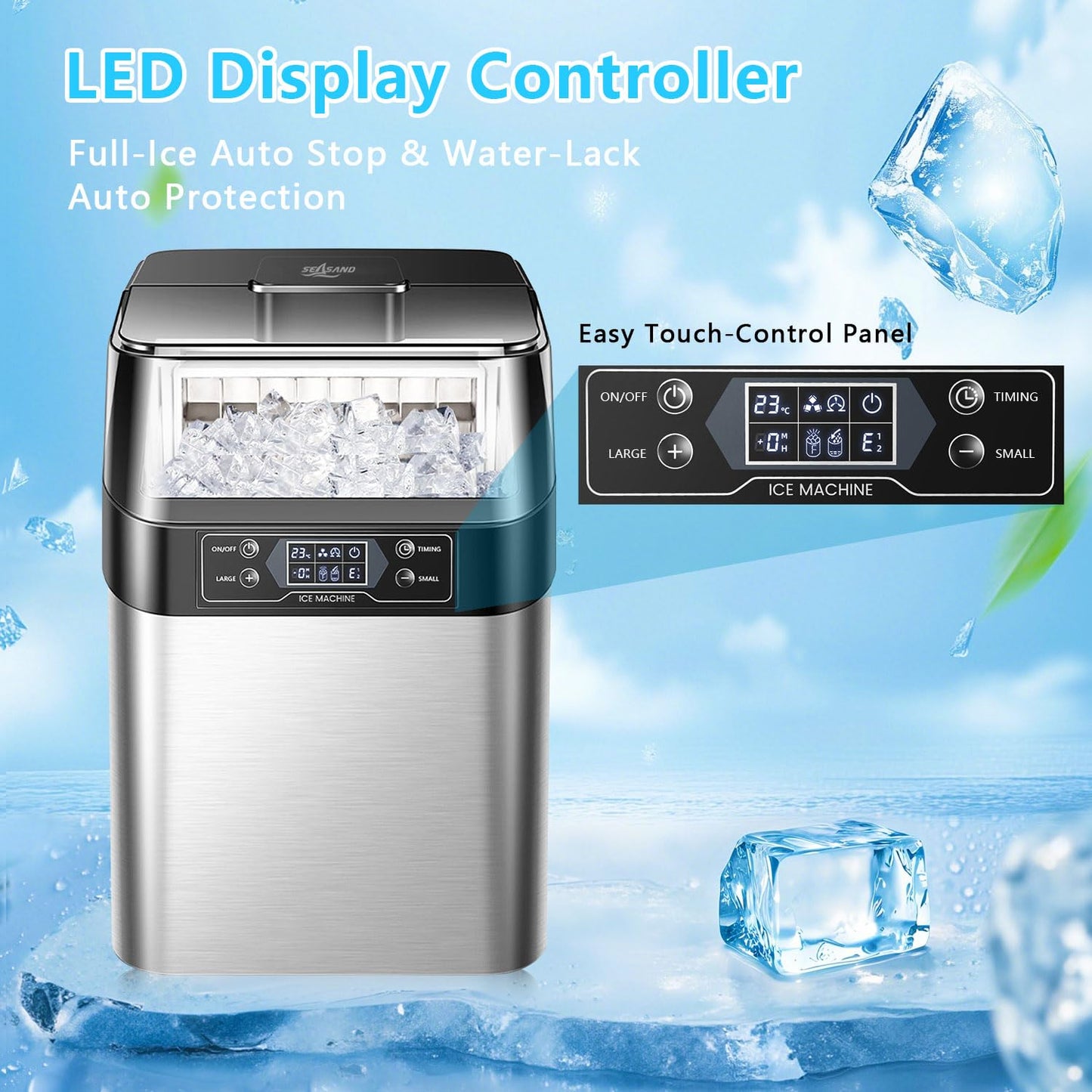 Seasand Ice Maker Countertop, 2 Ways to Add Water
