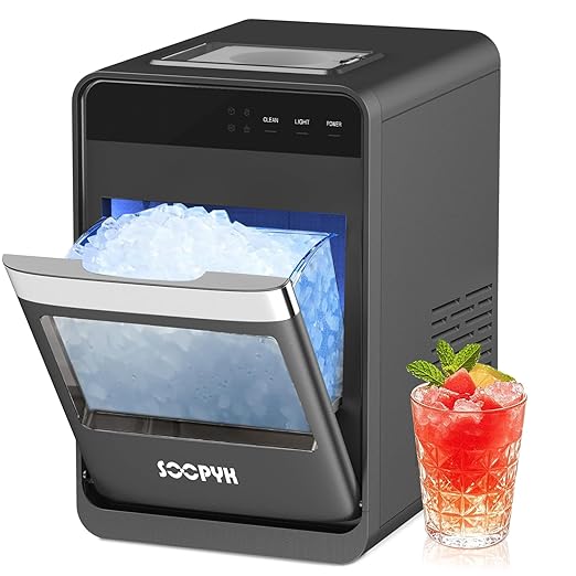 Soopyk Self Cleaning Countertop Nugget Ice Maker Machine with Ice Scoop 33lbs Daily...