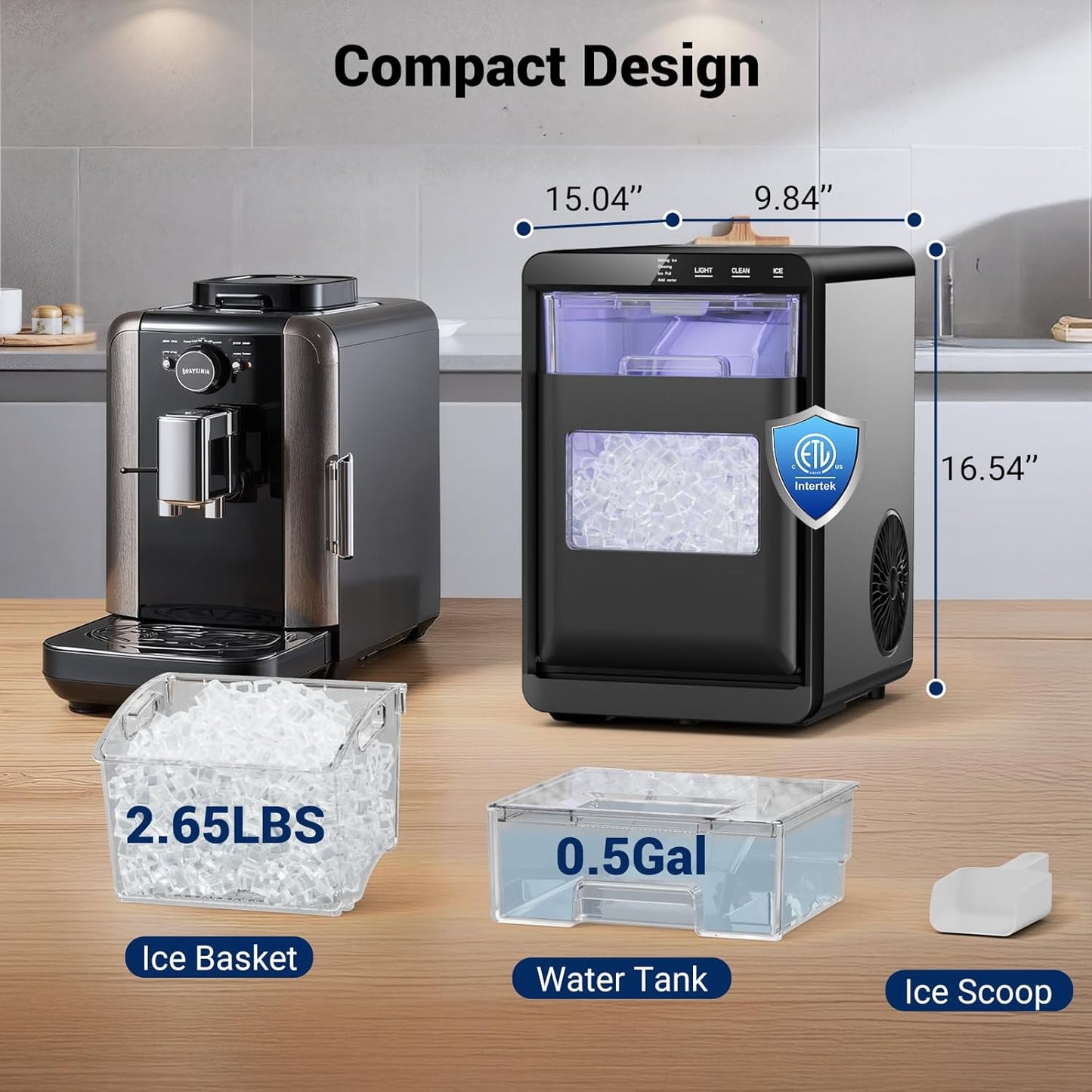 Tuatnut Nugget Ice Maker, 44lbs/24h Ice Makers Countertop