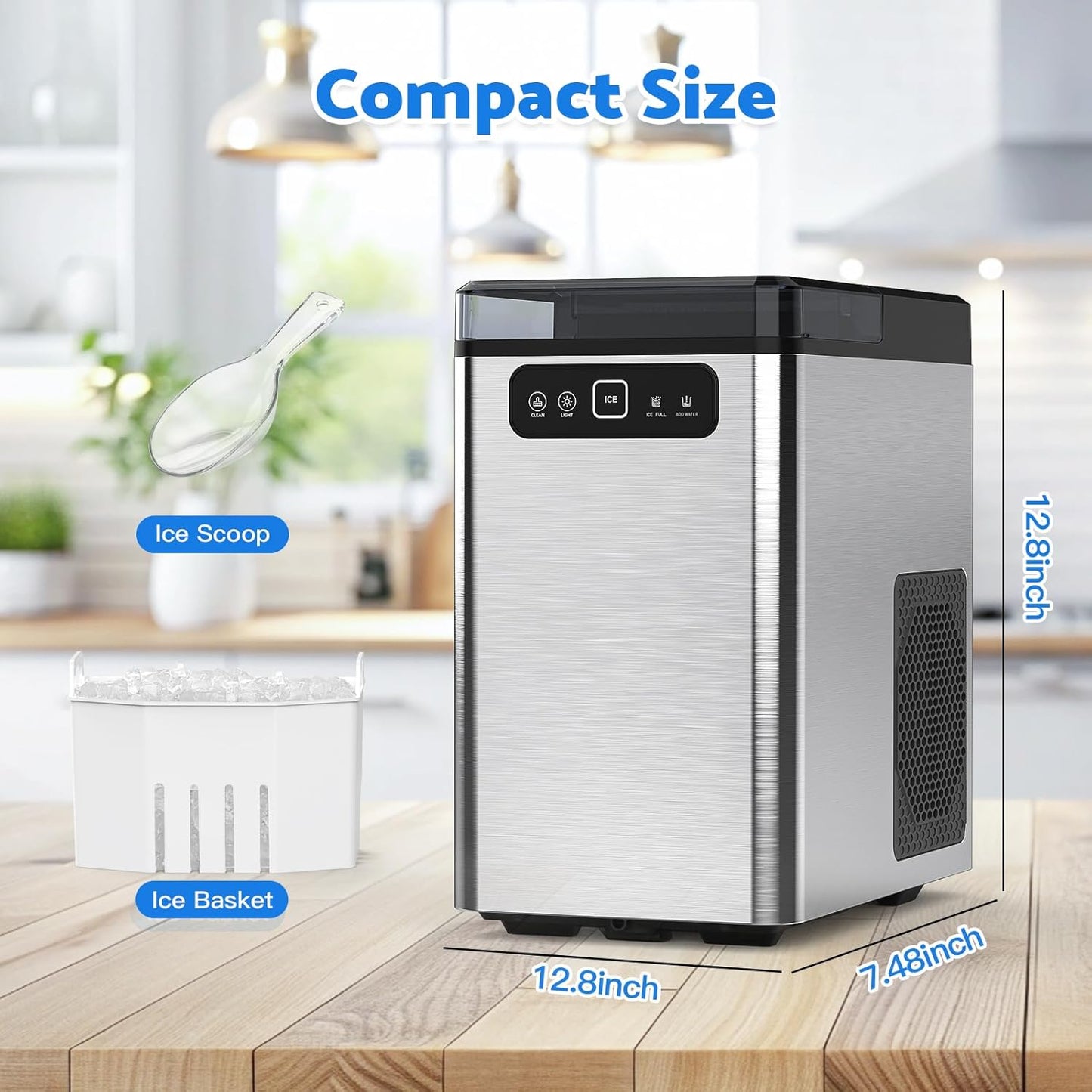 Momokova Nugget Ice Maker Countertop, Ready in 5 Mins