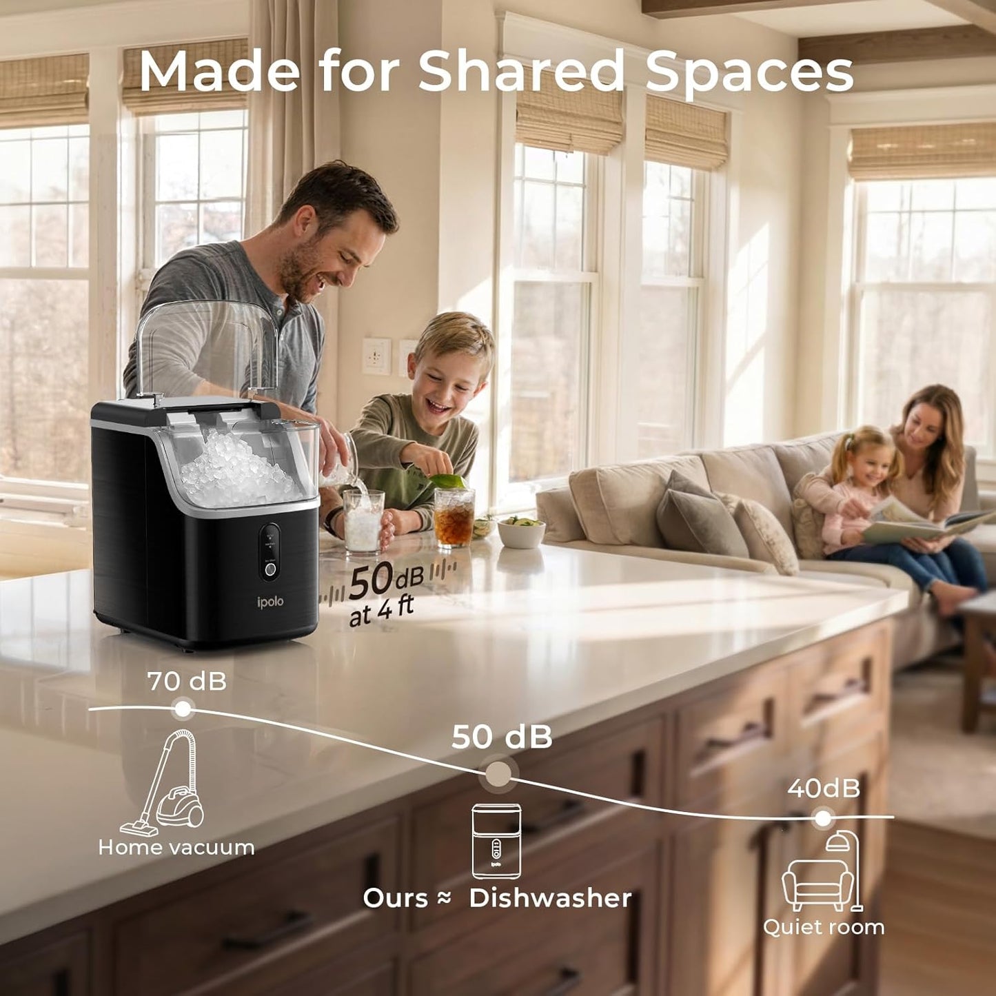 ipolo Nugget Ice Maker Countertop: 33lb/Day