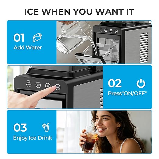 Electactic Countertop Ice Maker with 2L Dual Water Tank, 8 Bullet Ice Fast in 6 Mins