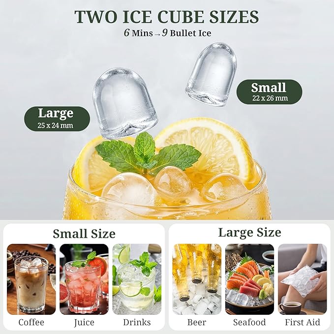 SageNest Portable Ice Makers Countertop with Handle, 26Lbs/24Hrs