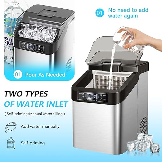 Seasand Ice Maker Countertop, 2 Ways to Add Water