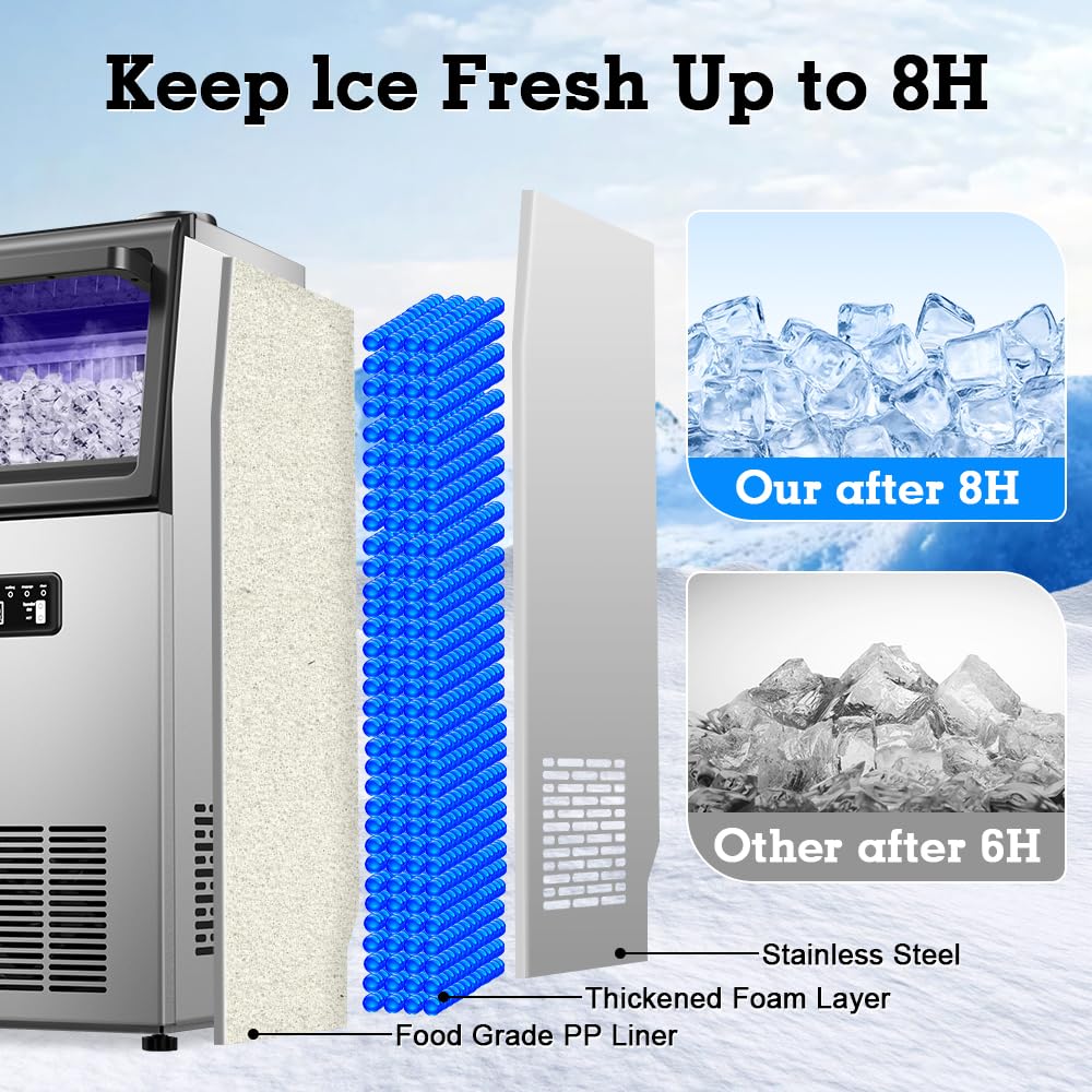 Bibrsa Commercial Ice Maker 100LBS/24H, 40 Cubes