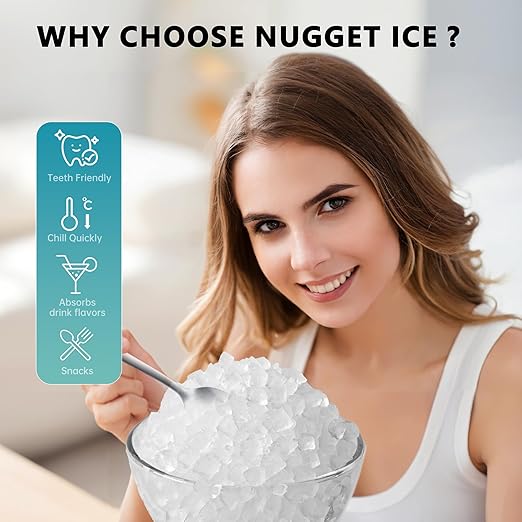 Euhomy Nugget Ice Maker Countertop with Handle, Ready in 6 Mins