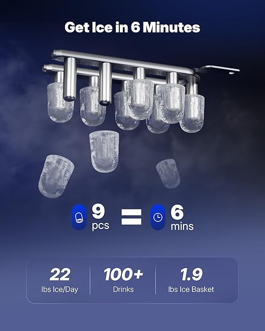 Upstreman Ice Maker Countertop, 9 Bullet Ice Cubes in 6 Mins