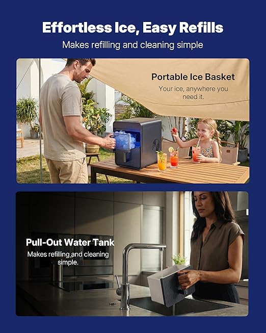 Upstreman Ice Maker Countertop, 9 Bullet Ice Cubes in 6 Mins