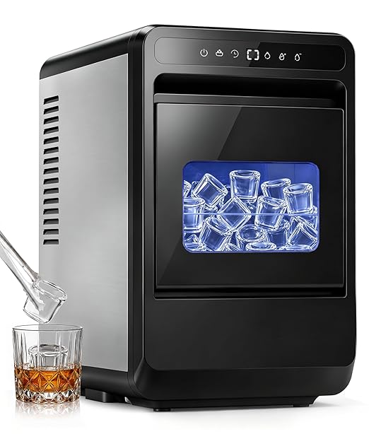 Exnos Clear Ice Cube Maker, 8 Crystal 1.2" Large Cubes in 20 Mins