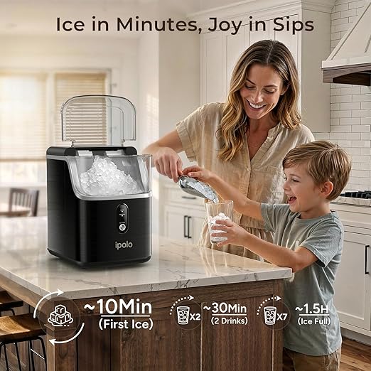 ipolo Nugget Ice Maker Countertop: 33lb/Day