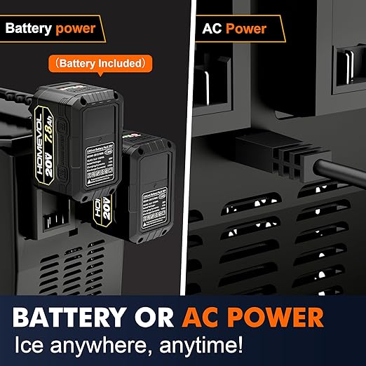 Homevol Cordless Rechargeable Battery Powered Ice Maker, 5.5H Max Runtime