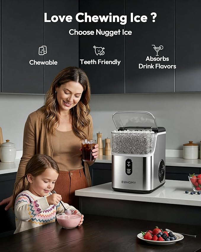 Euhomy Nugget Ice Maker Countertop, Ready in 7 Mins