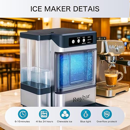 Heaitmay Large Capacity Nugget Ice Makers Countertop One-Click Operation Self-Cleaning...