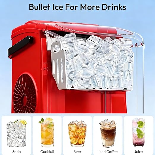 Snowflk Small Portable Countertop Ice Maker, 26lbs/24H Ice Machine with Self-Cleaning