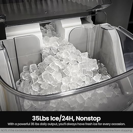 Kismile Nugget Ice Makers Countertop, 35lbs/Day