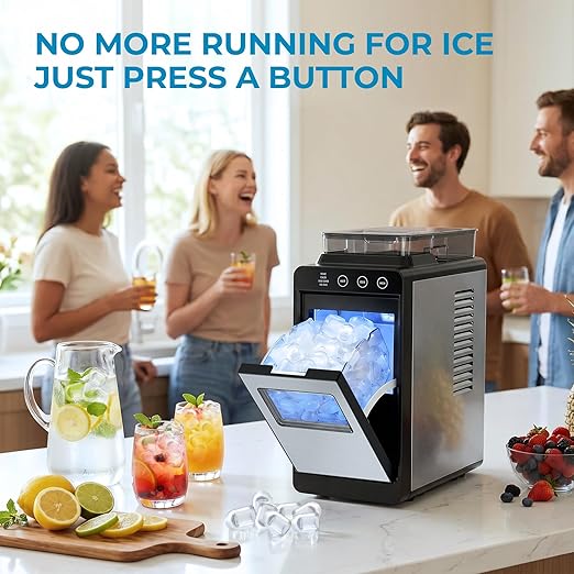 Electactic Countertop Ice Maker with 2L Dual Water Tank, 8 Bullet Ice Fast in 6 Mins