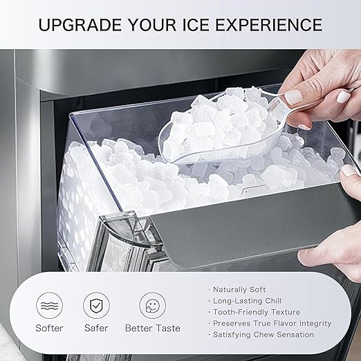 Heaitmay Large Capacity Nugget Ice Makers Countertop One-Click Operation Self-Cleaning...