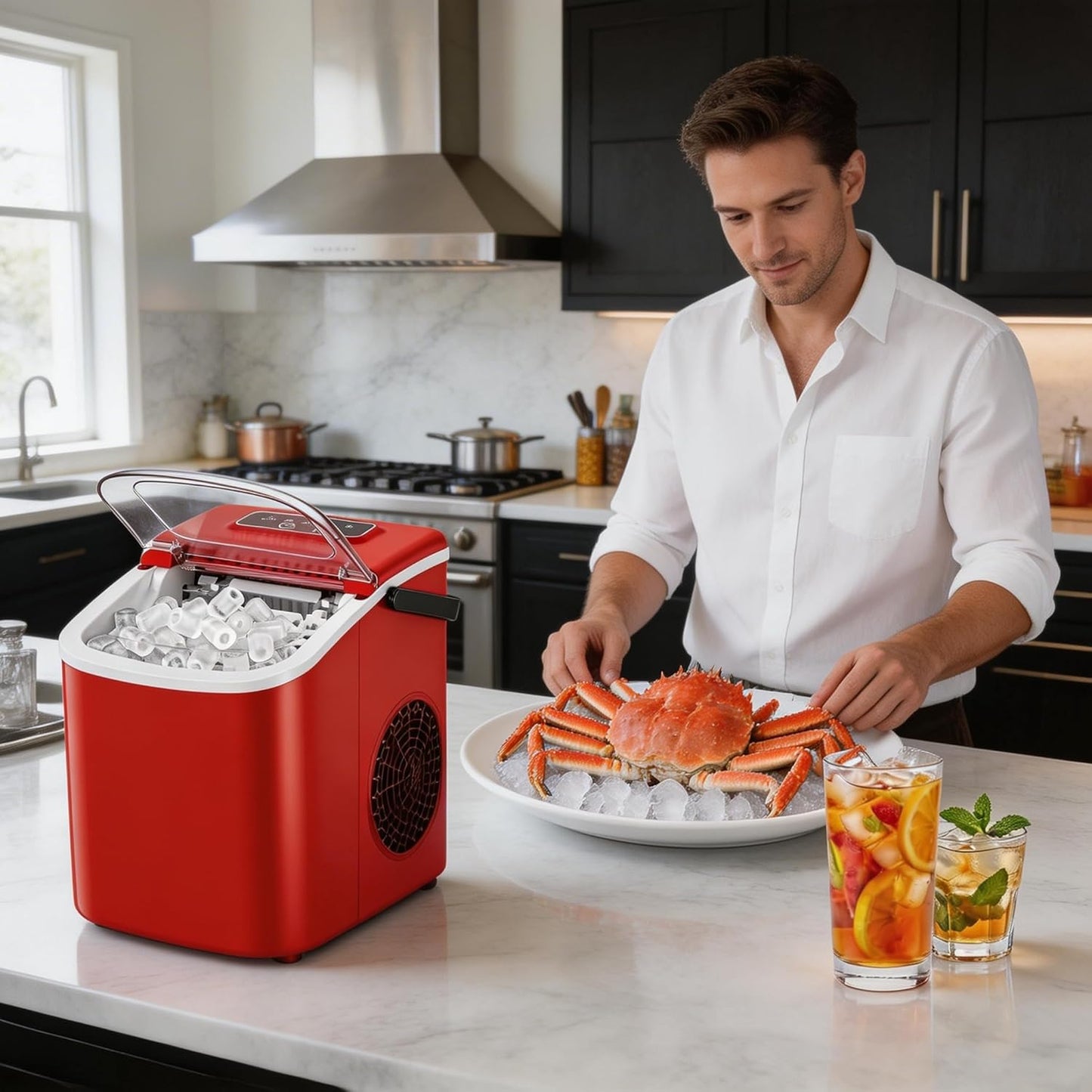 Snowflk Small Portable Countertop Ice Maker, 26lbs/24H Ice Machine with Self-Cleaning
