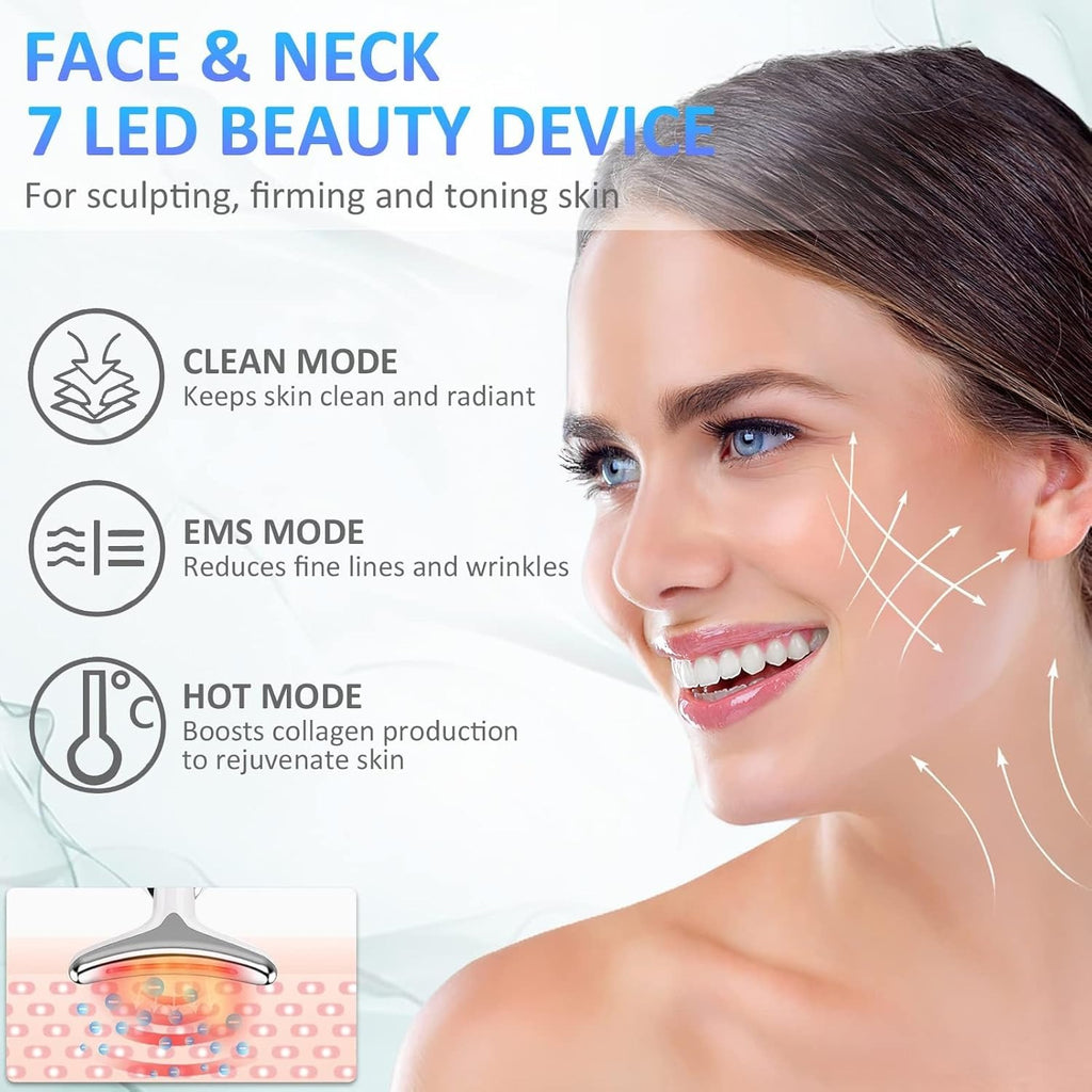 Rechargeable LED Facial Massager for Face & Neck - Vibrating Massager