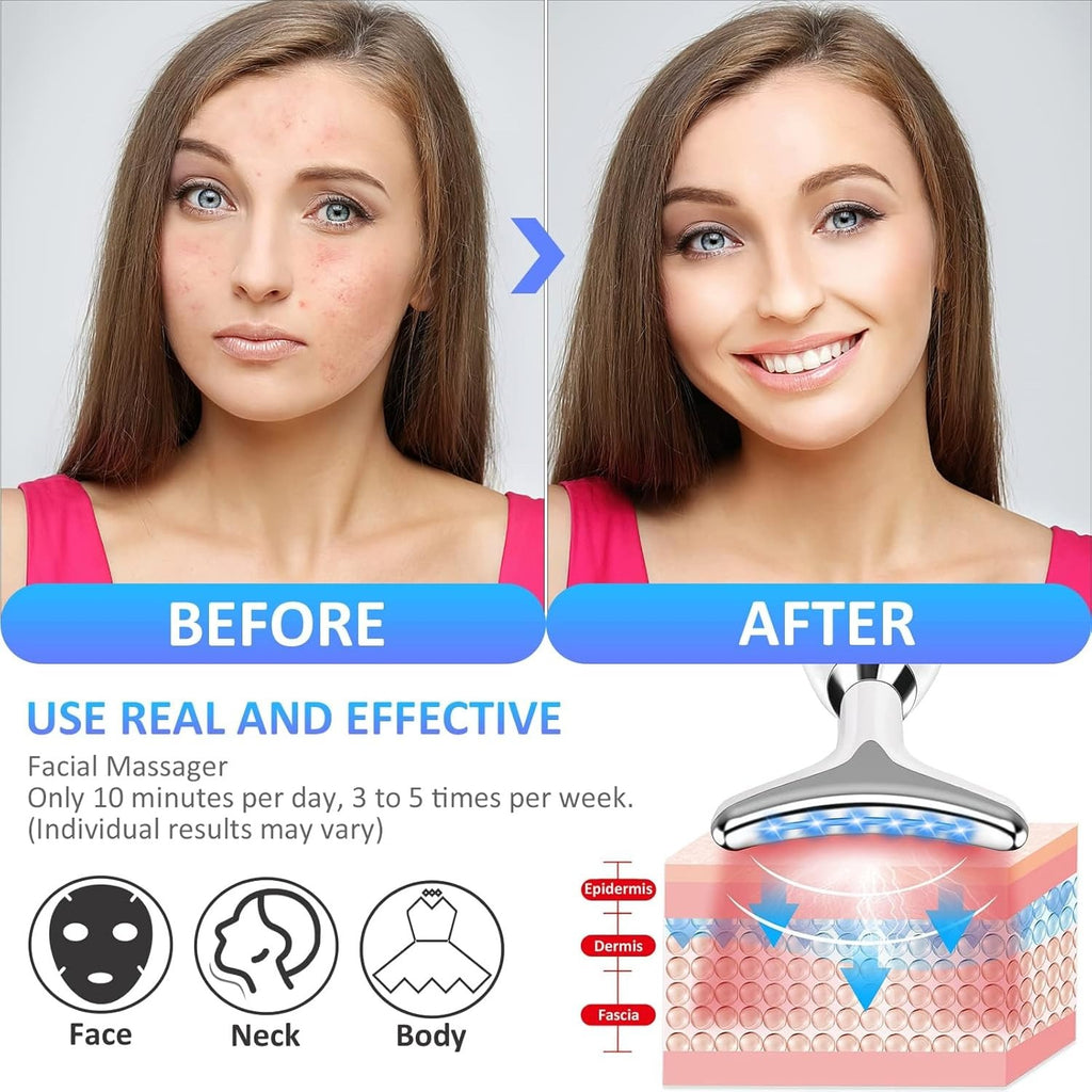 Rechargeable LED Facial Massager for Face & Neck - Vibrating Massager