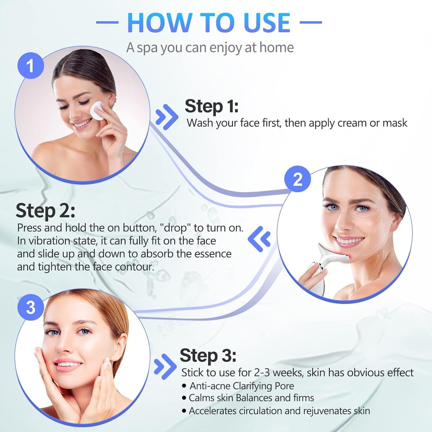 Rechargeable LED Facial Massager for Face & Neck - Vibrating Massager