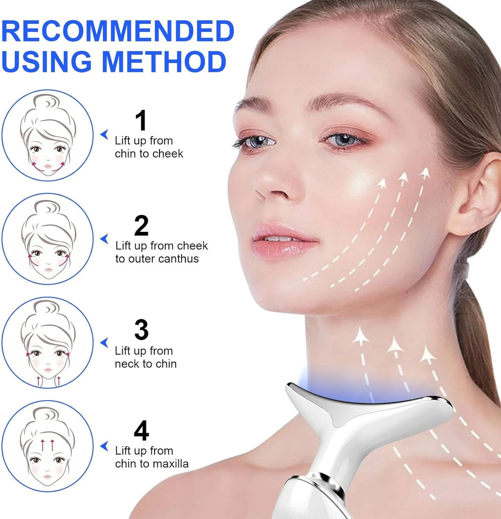 Rechargeable LED Facial Massager for Face & Neck - Vibrating Massager