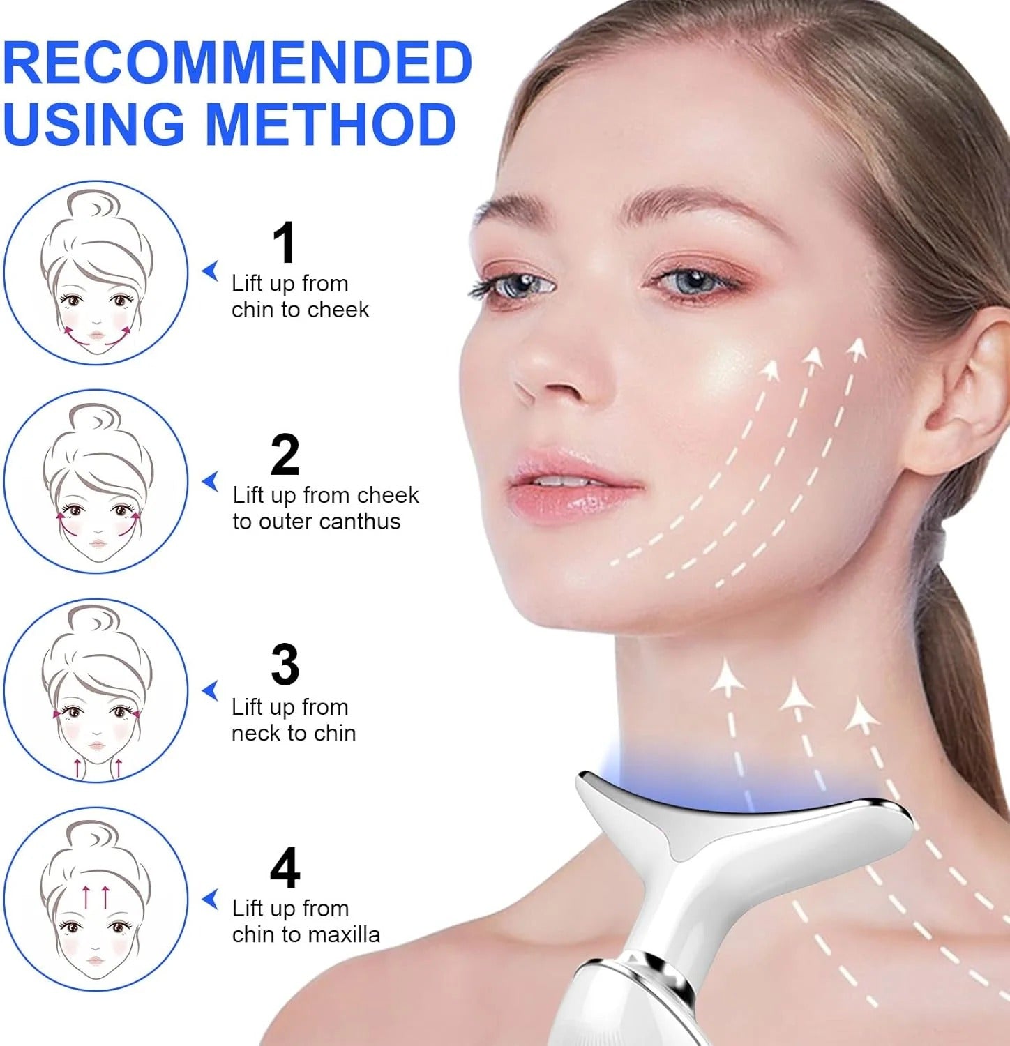 Rechargeable LED Facial Massager for Face & Neck - Vibrating Massager