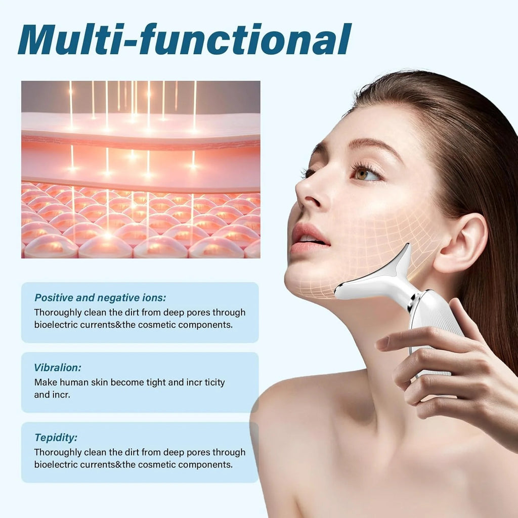Rechargeable LED Facial Massager for Face & Neck - Vibrating Massager