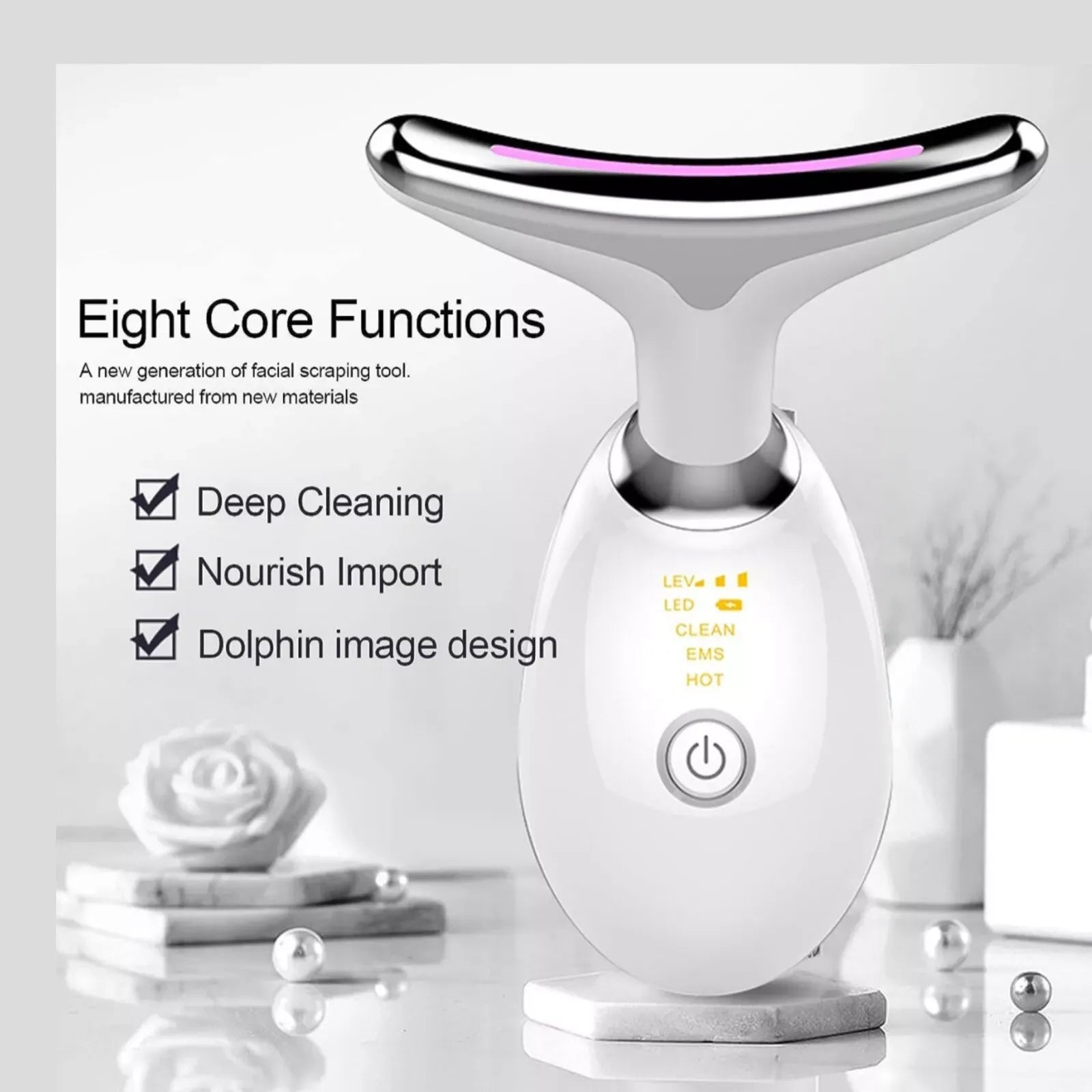 Rechargeable LED Facial Massager for Face & Neck - Vibrating Massager