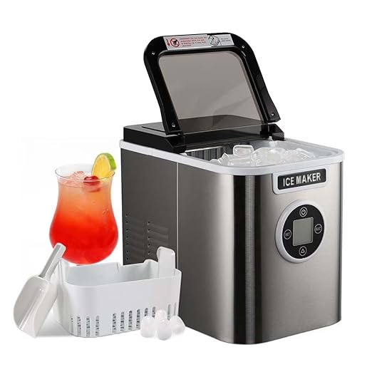Hsuflws Countertop Ice Maker and Freezer, Portable | 26.5LBS/24H | Self-Cleaning