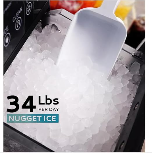 IKT Self Cleaning Countertop Nugget Ice Maker Machine with Ice Scoop 33lbs Daily...