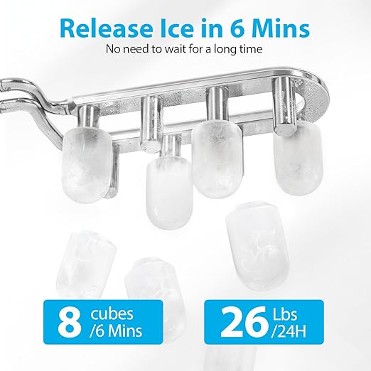 Aeitto Ice Maker Countertop 26lbs/24H, Ice Machine 8 Ice Cubes Ready in 6 Mins (2523)