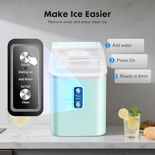 Olixis Nugget Ice Maker Countertop, 26LBS/24H Fast Production