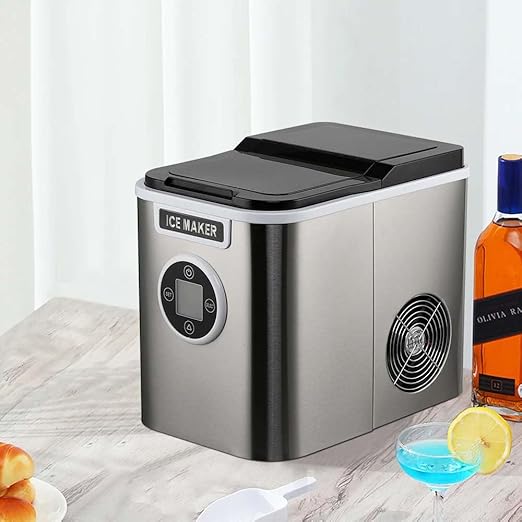 Hsuflws Countertop Ice Maker and Freezer, Portable | 26.5LBS/24H | Self-Cleaning